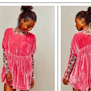 Free people moon city pink velvet babydoll. New with tags size S